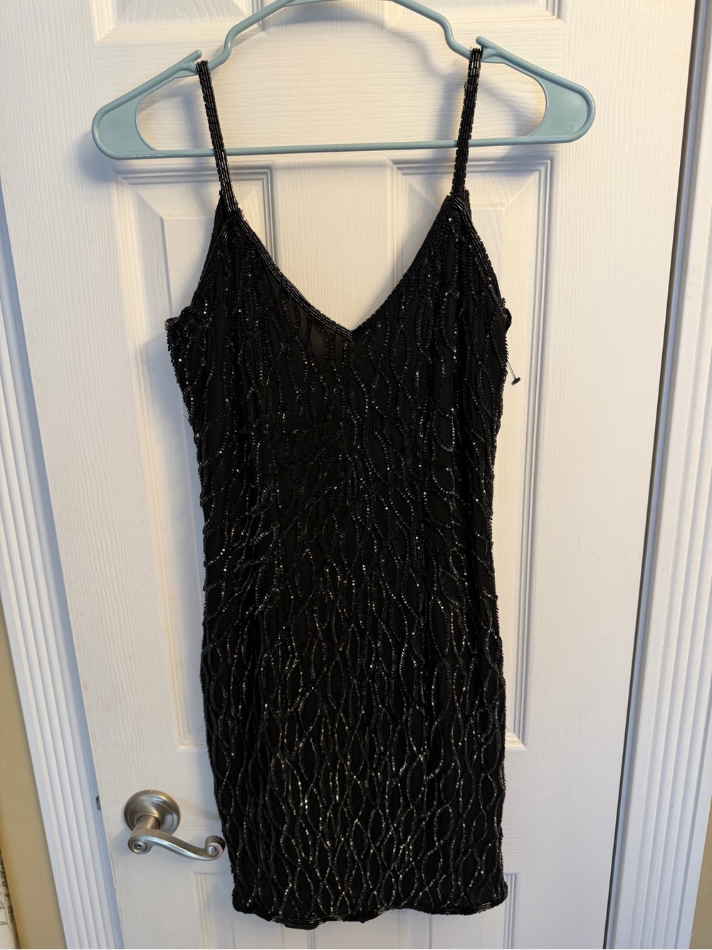Vintage Laurence Kazar Black Beaded Mini Dress